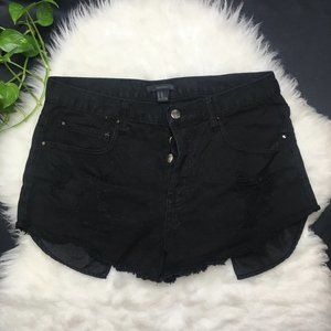Forever21 Black Denim Button Up Shorts
